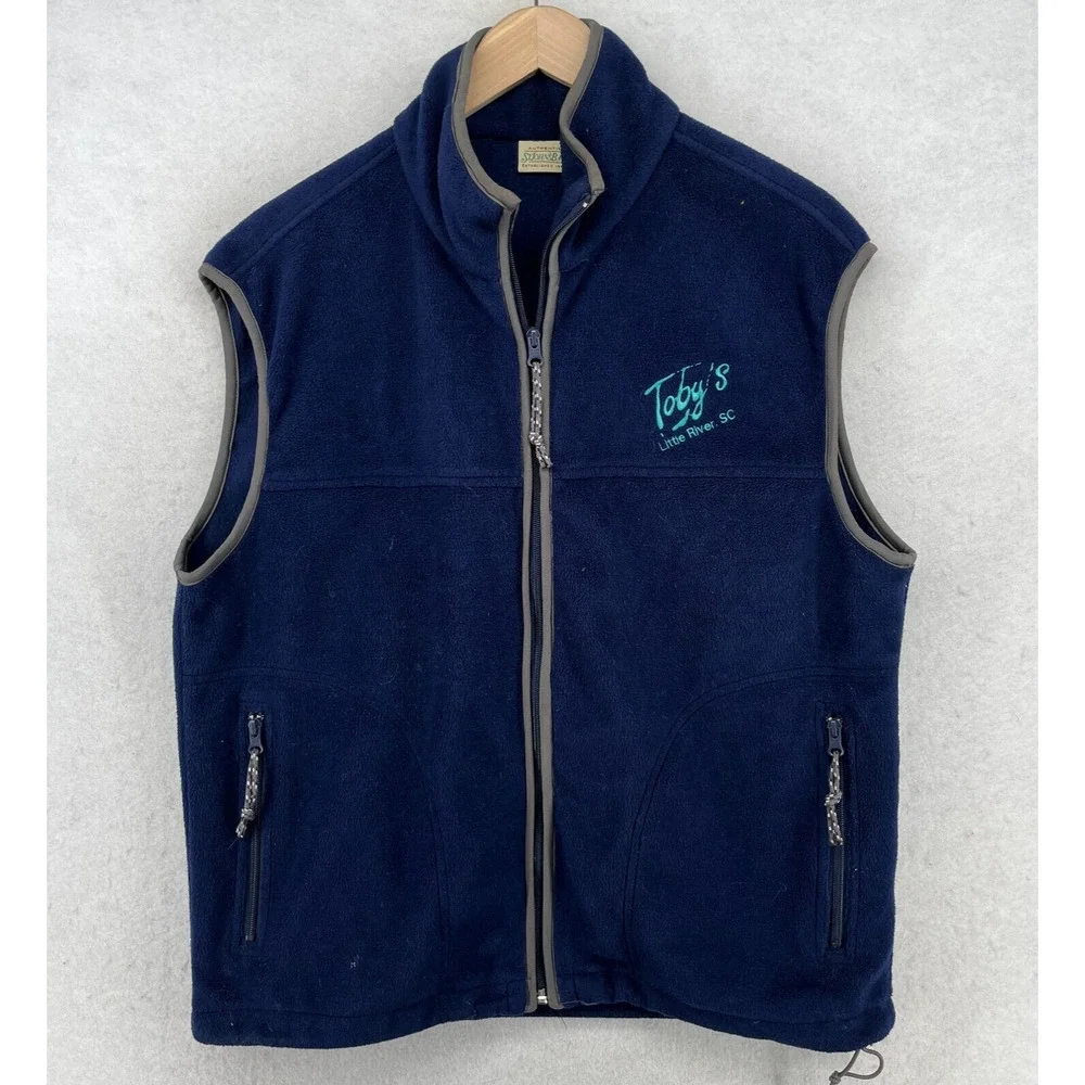 ST. JOHN'S BAY Vest Mens M LITTLE RIVER SC Fleece Full Zip Sleeveless Blue